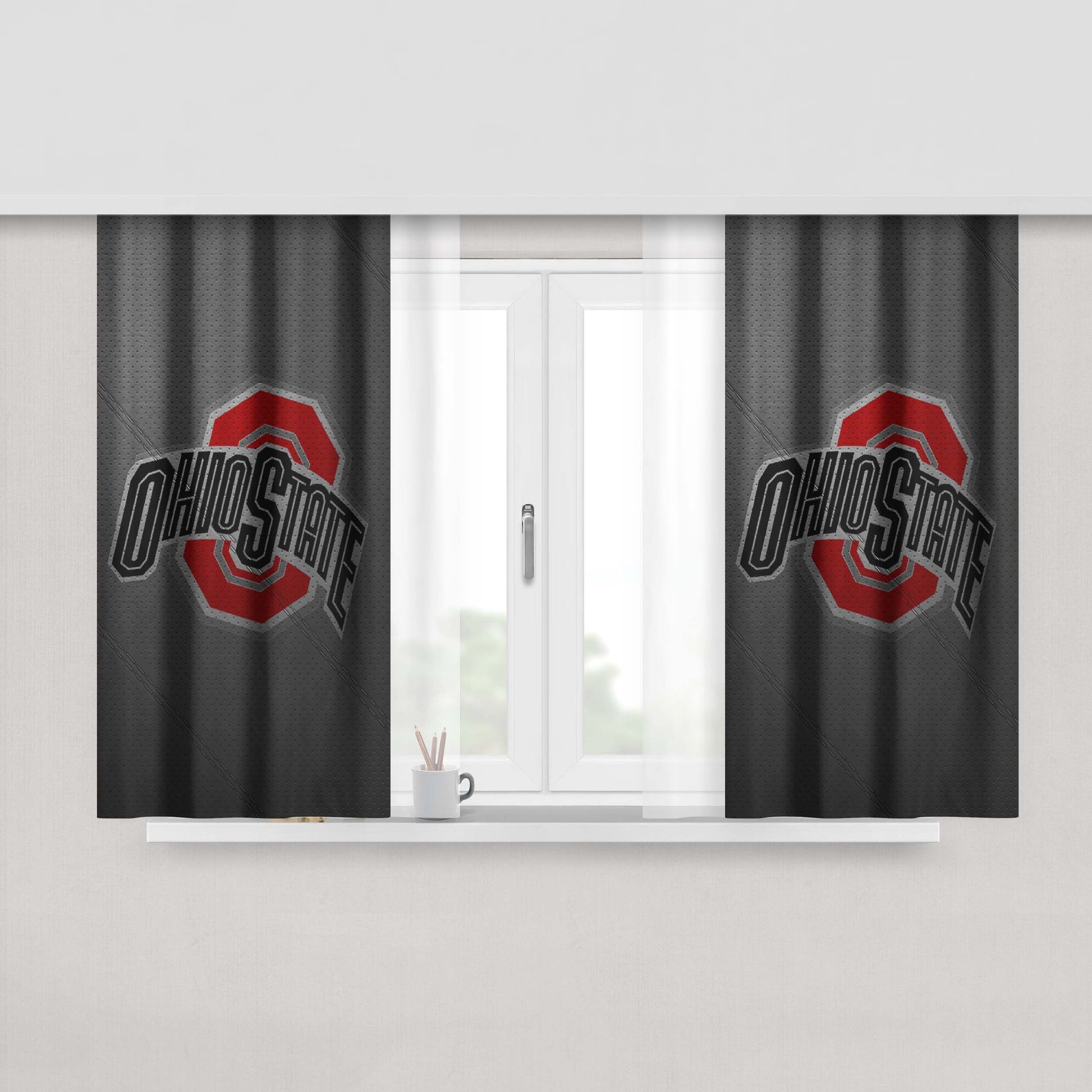 Ohio State Buckeyes Football Texture Peach Skin Window Curtains