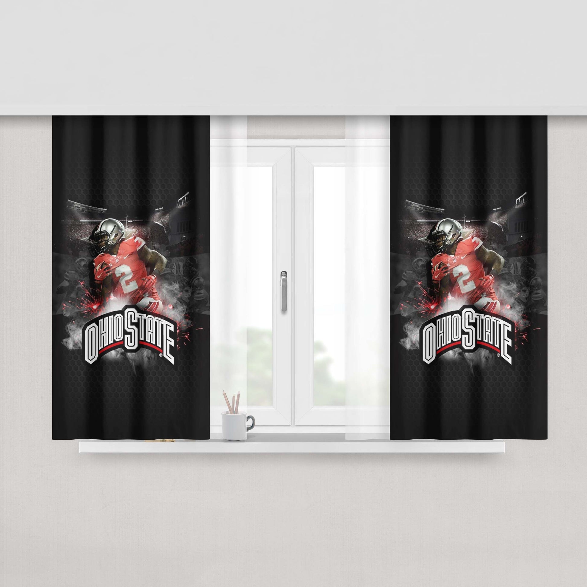 Ohio State Buckeyes Wallpaper Peach Skin Window Curtains