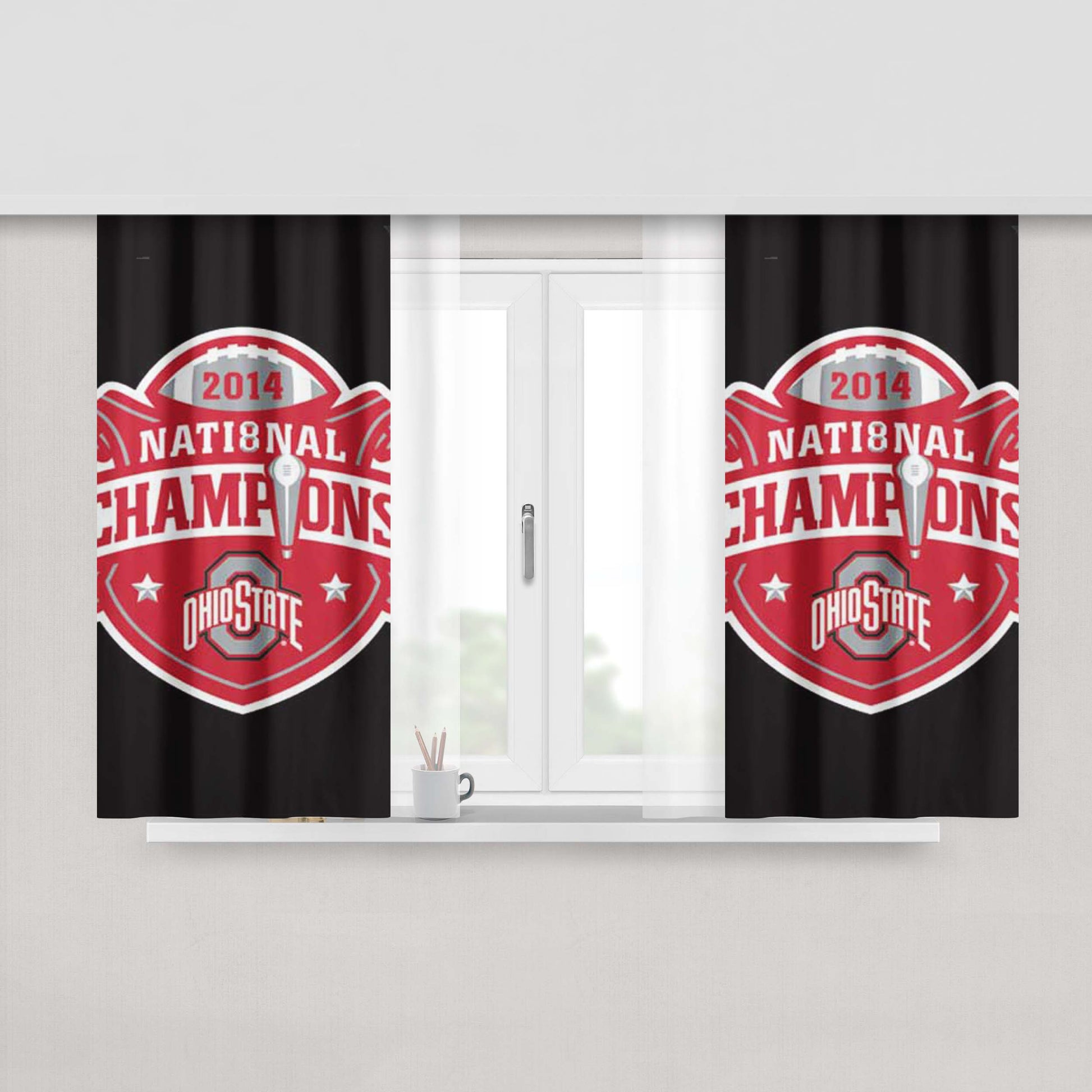 Ohio State Champ Logo Peach Skin Window Curtains