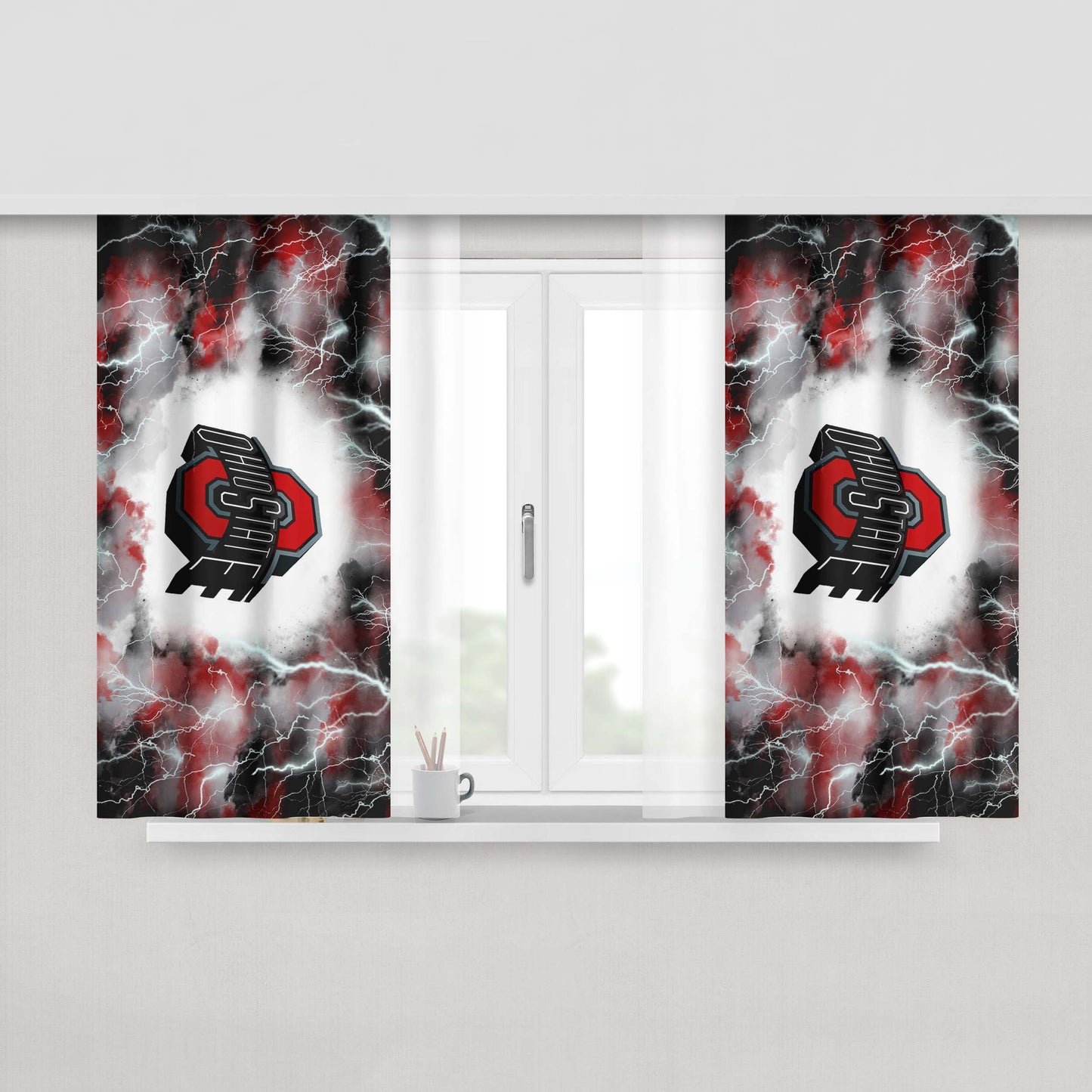 Ohio State Football Logo Peach Skin Window Curtains