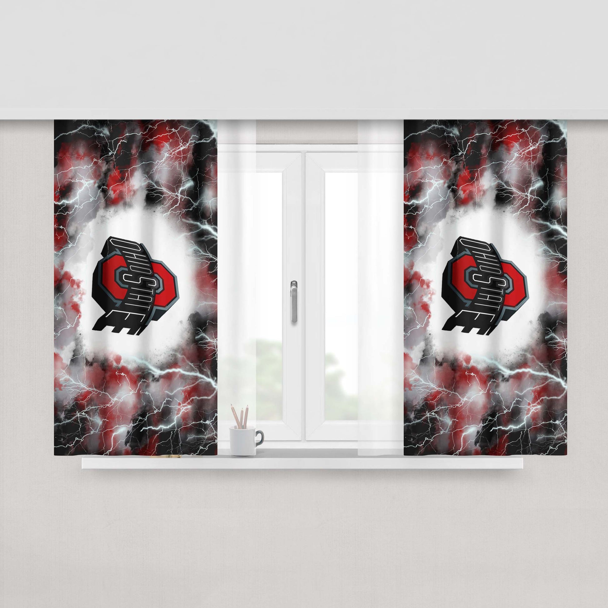 Ohio State Football Logo Peach Skin Window Curtains