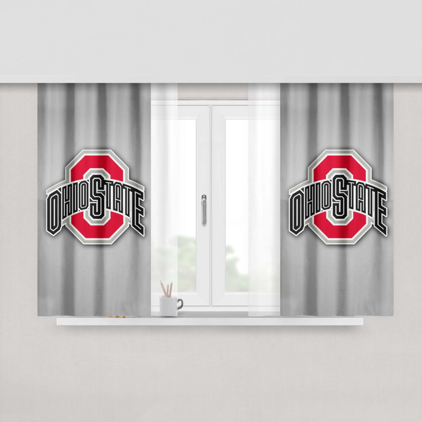 Ohio State Logo Peach Skin Window Curtains