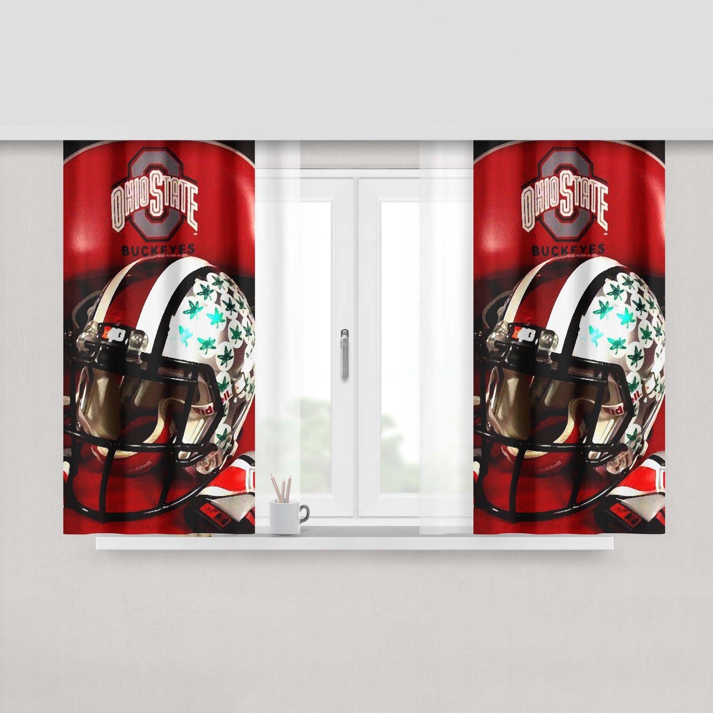 Ohio State Watch Buckeyes Fossil Mens Peach Skin Window Curtains