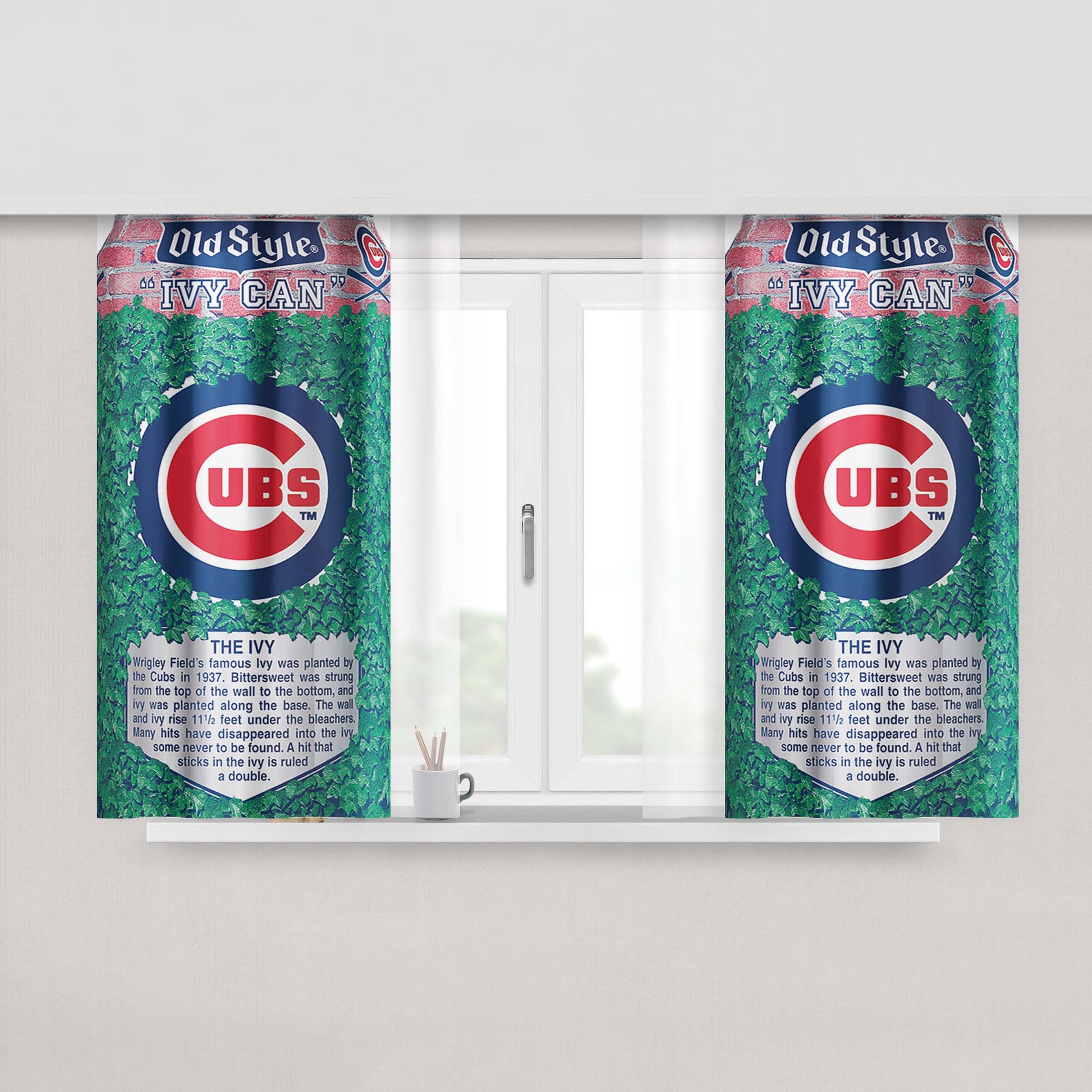 Old Style Chicago Cubs Beer Peach Skin Window Curtains
