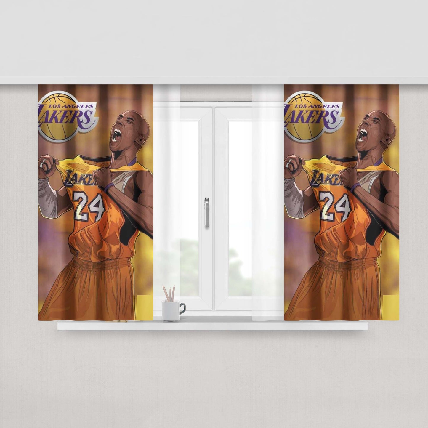 Painting Digital Kobe Bryant Peach Skin Window Curtains
