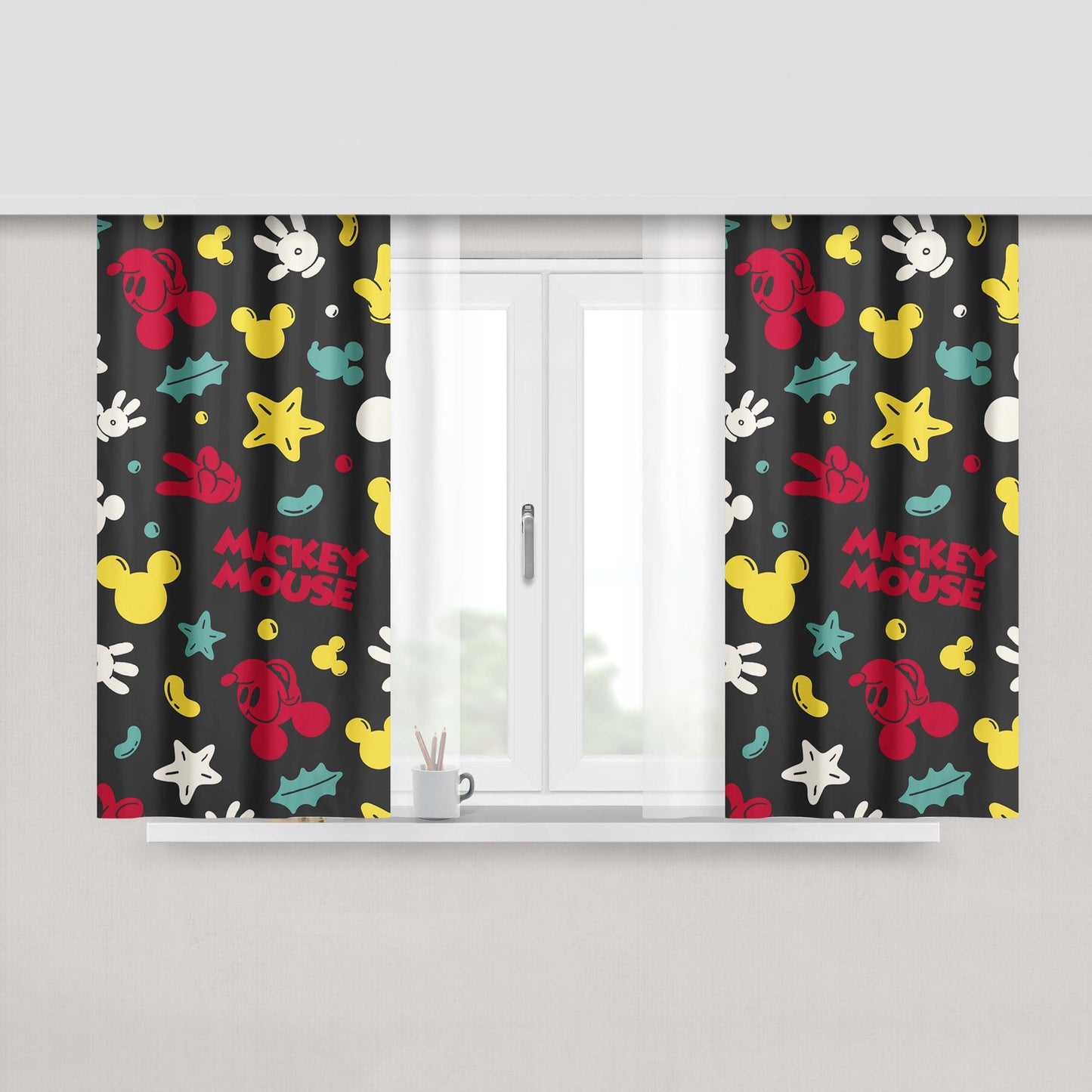 Pattern Mickey Mouse Peach Skin Window Curtains