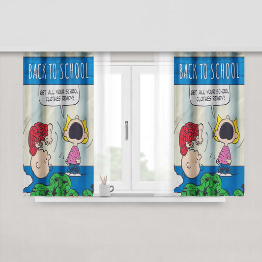 Peanuts Back To School Charlie Brown Peach Skin Window Curtains