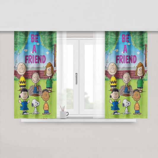Peanuts Be A Friend Peach Skin Window Curtains