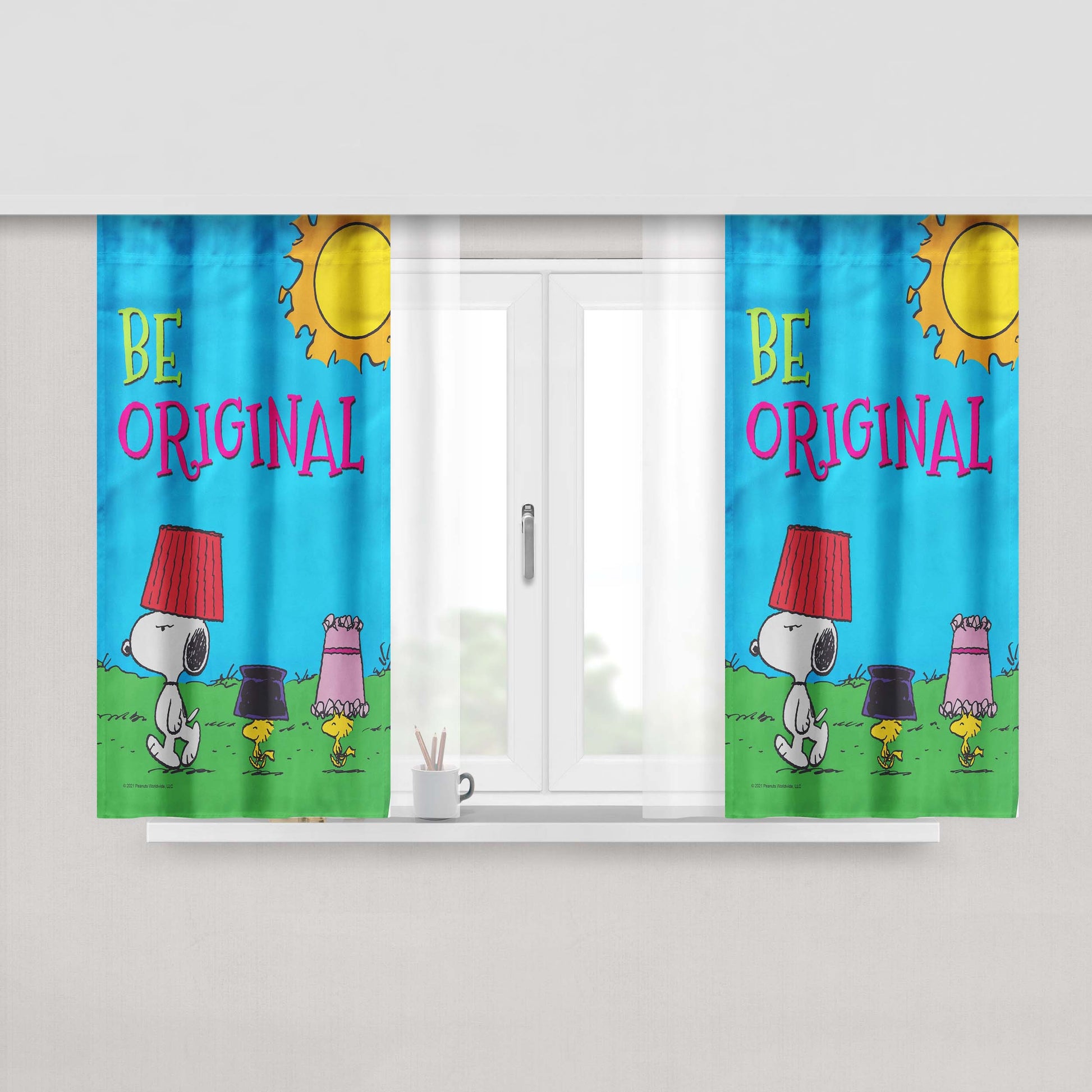 Peanuts Be Original Snoopy And Friends Peach Skin Window Curtains