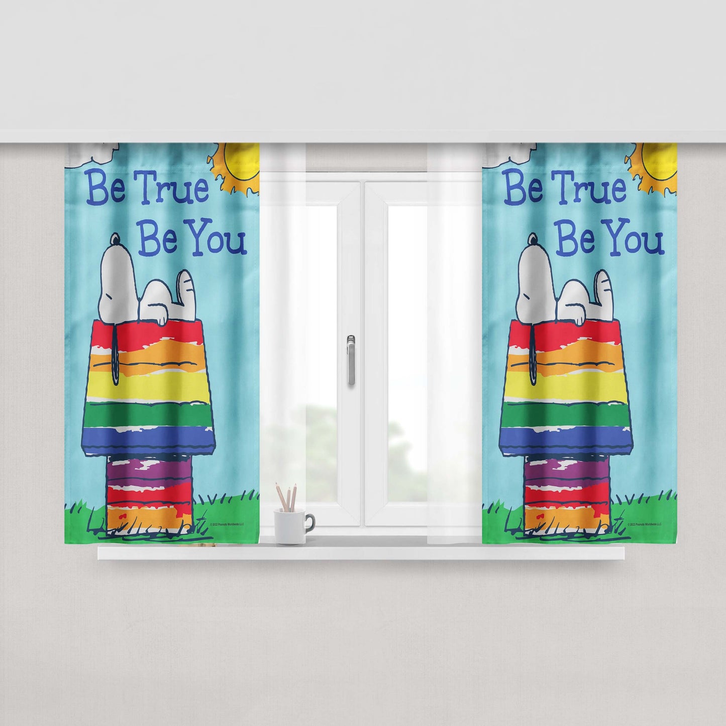 Peanuts Be True To You Snoopy Peach Skin Window Curtains