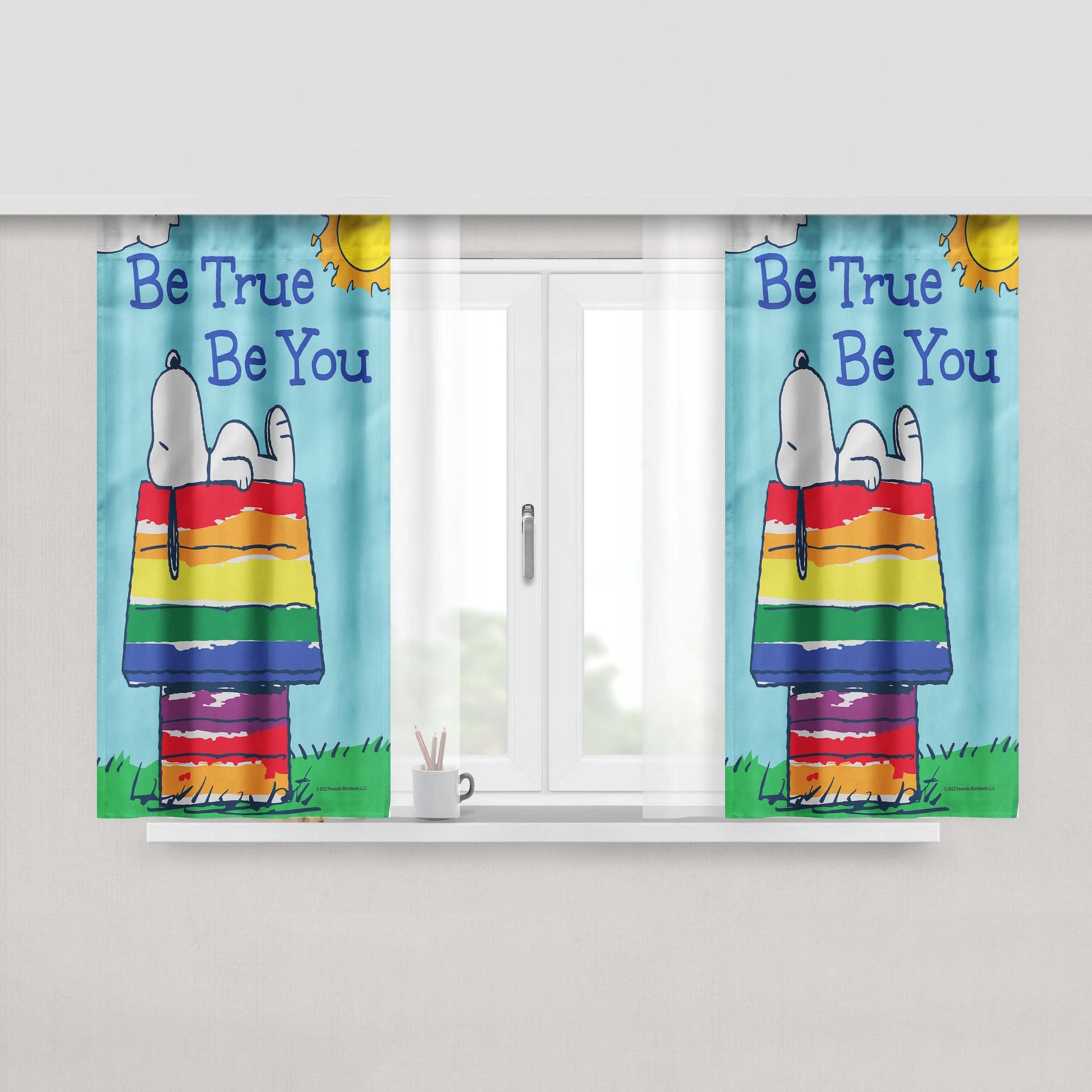 Peanuts Be True To You Snoopy Peach Skin Window Curtains