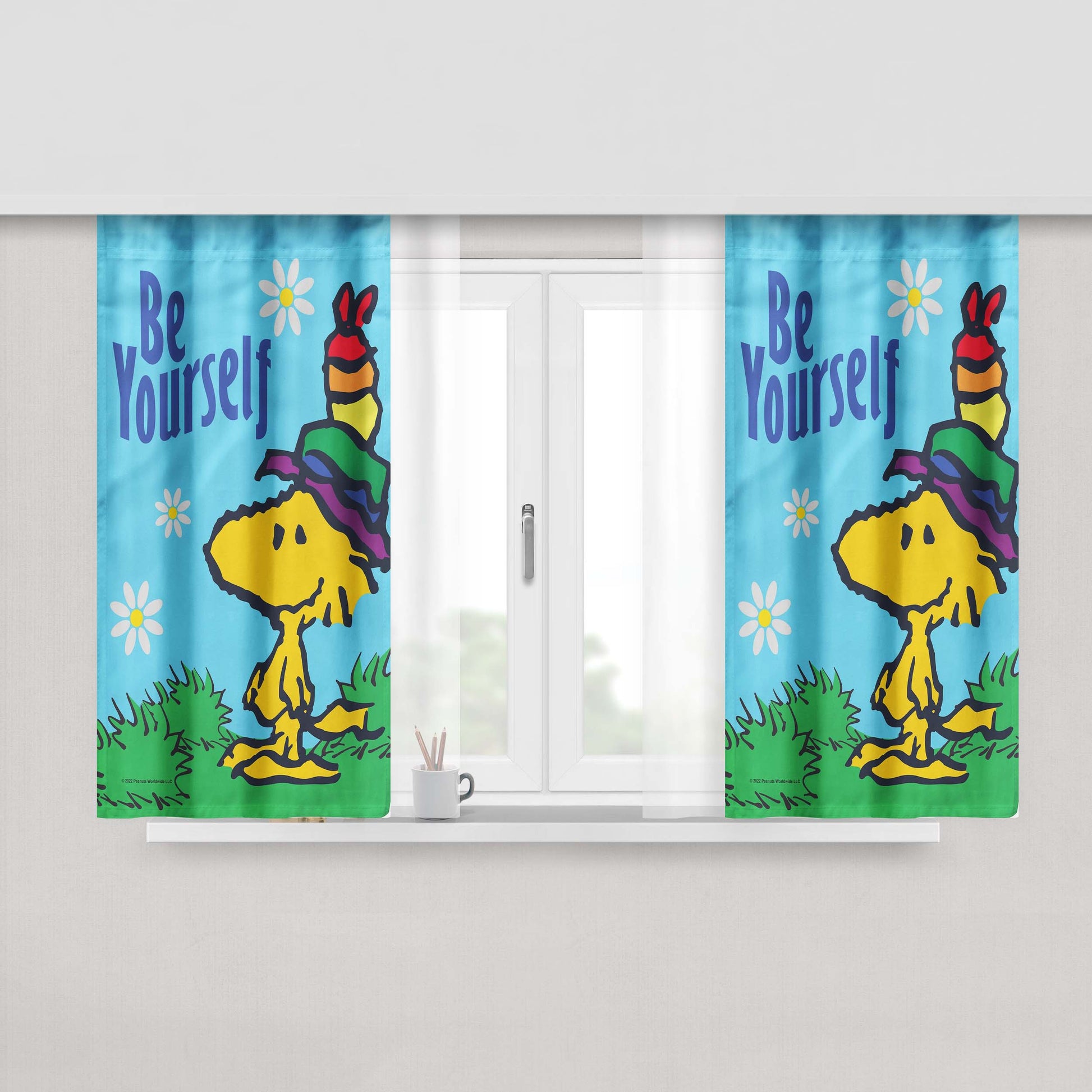 Peanuts Be Yourself Woodstock Peach Skin Window Curtains