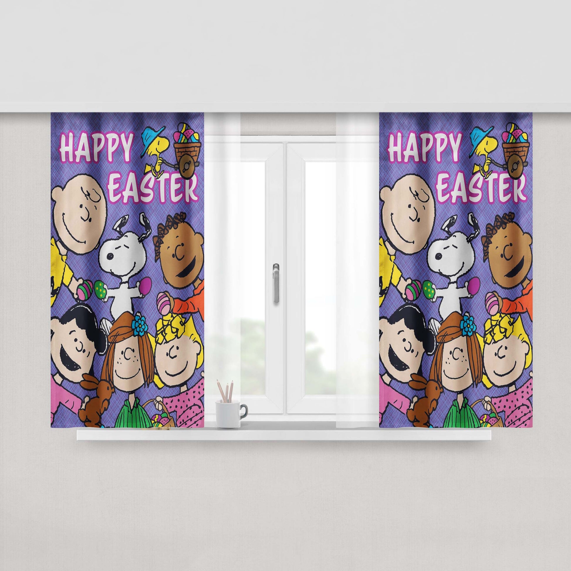 Peanuts Characters Easter Peach Skin Window Curtains