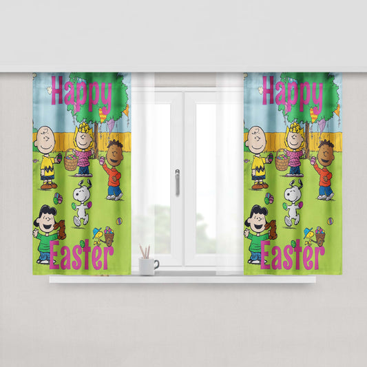Peanuts Charlie Brown And Snoopy Easter Peach Skin Window Curtains