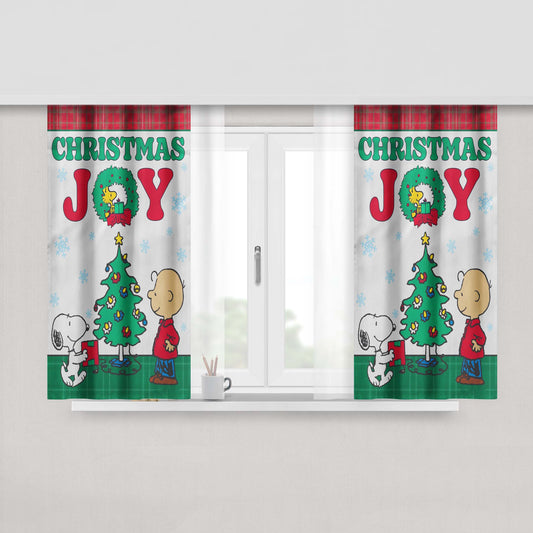 Peanuts Christmas Joy Peach Skin Window Curtains
