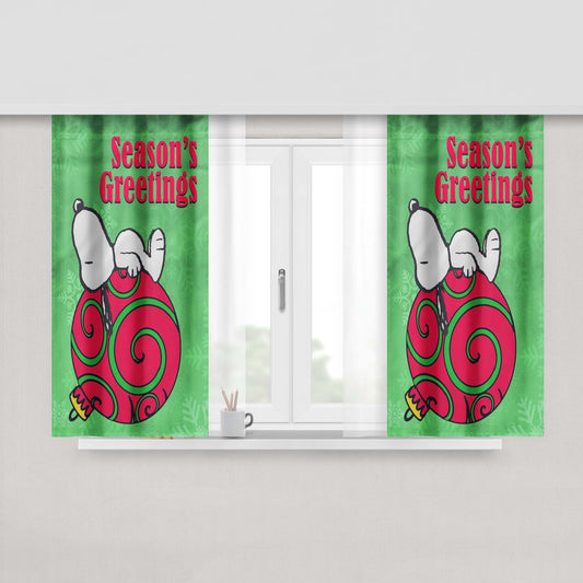 Peanuts Christmas Ornament Snoopy Peach Skin Window Curtains