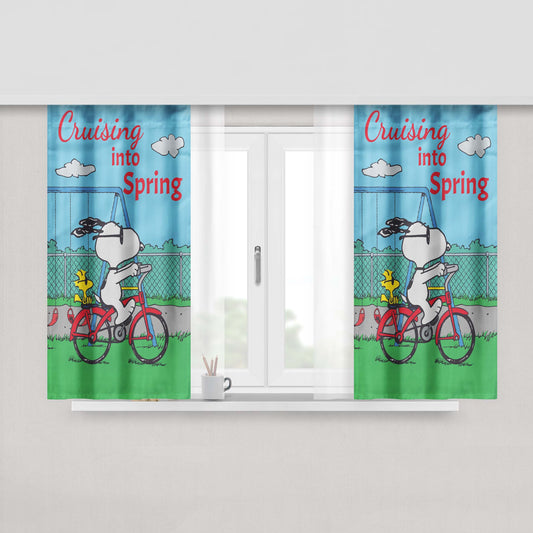 Peanuts Cruising Into Spring Peach Skin Window Curtains