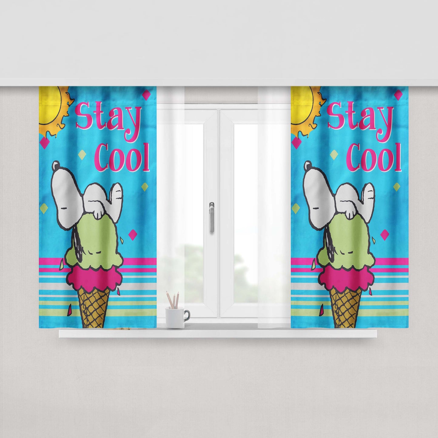 Peanuts Double Scoop Snoopy Peach Skin Window Curtains