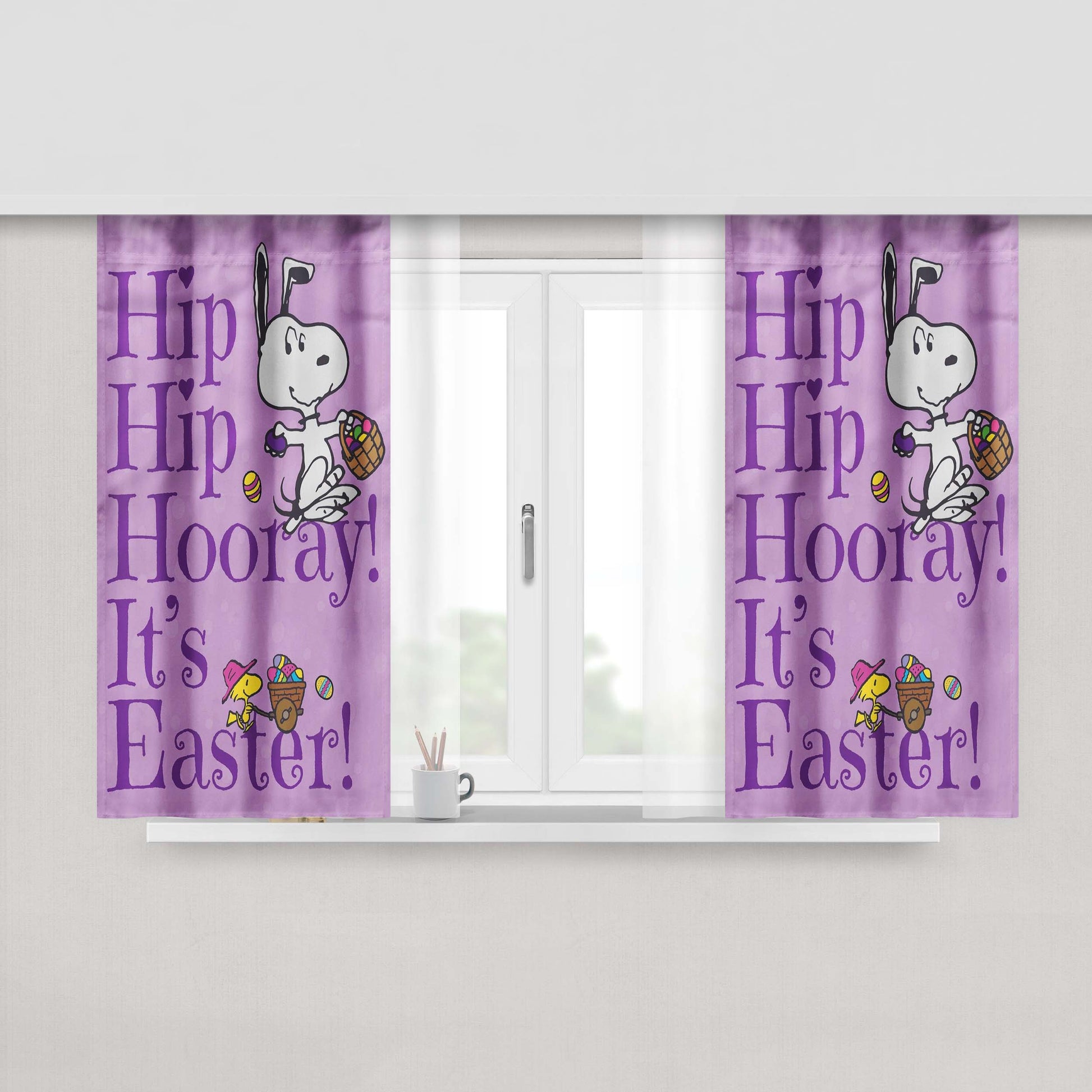 Peanuts Easter Snoopy Peach Skin Window Curtains