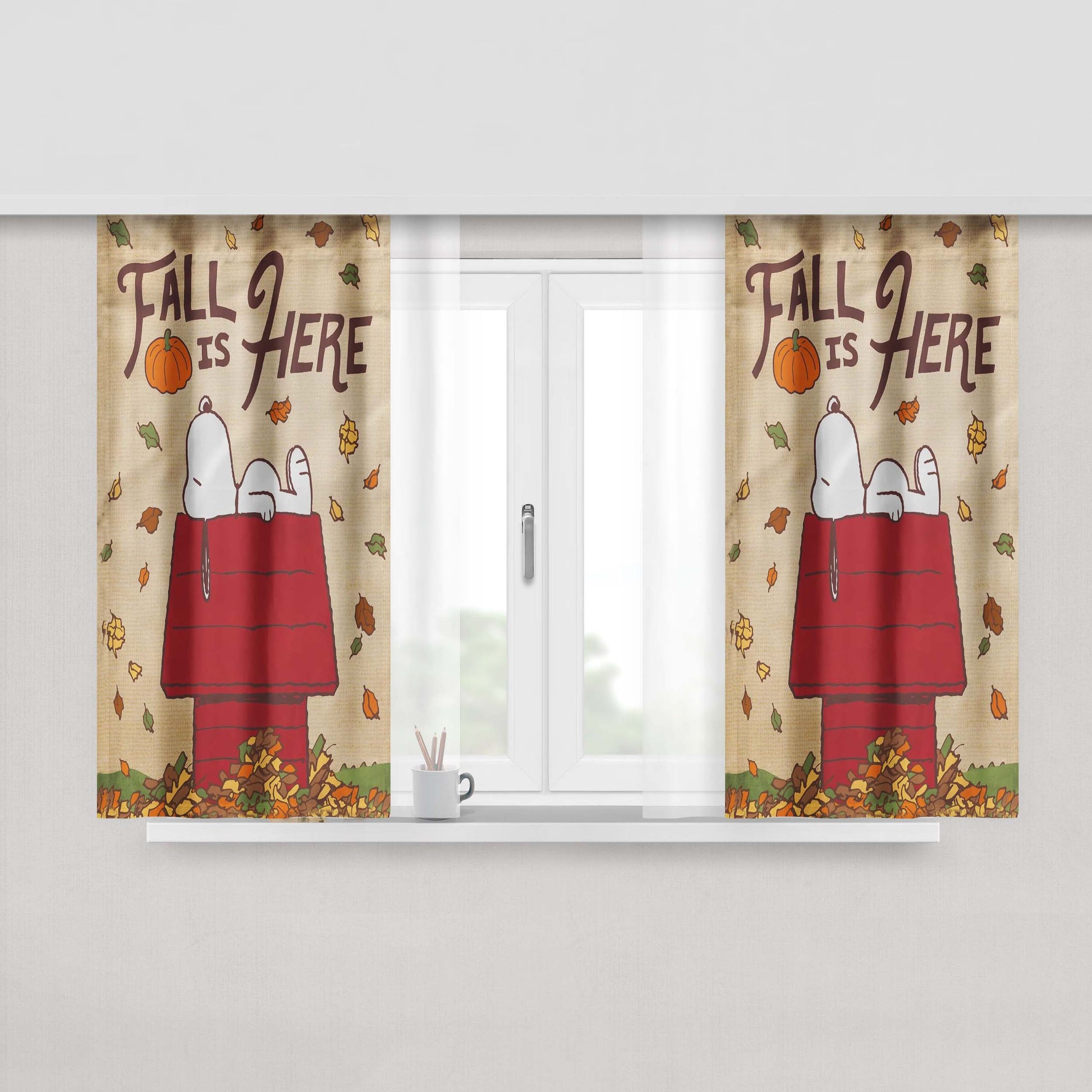 Peanuts Fall Peach Skin Window Curtains
