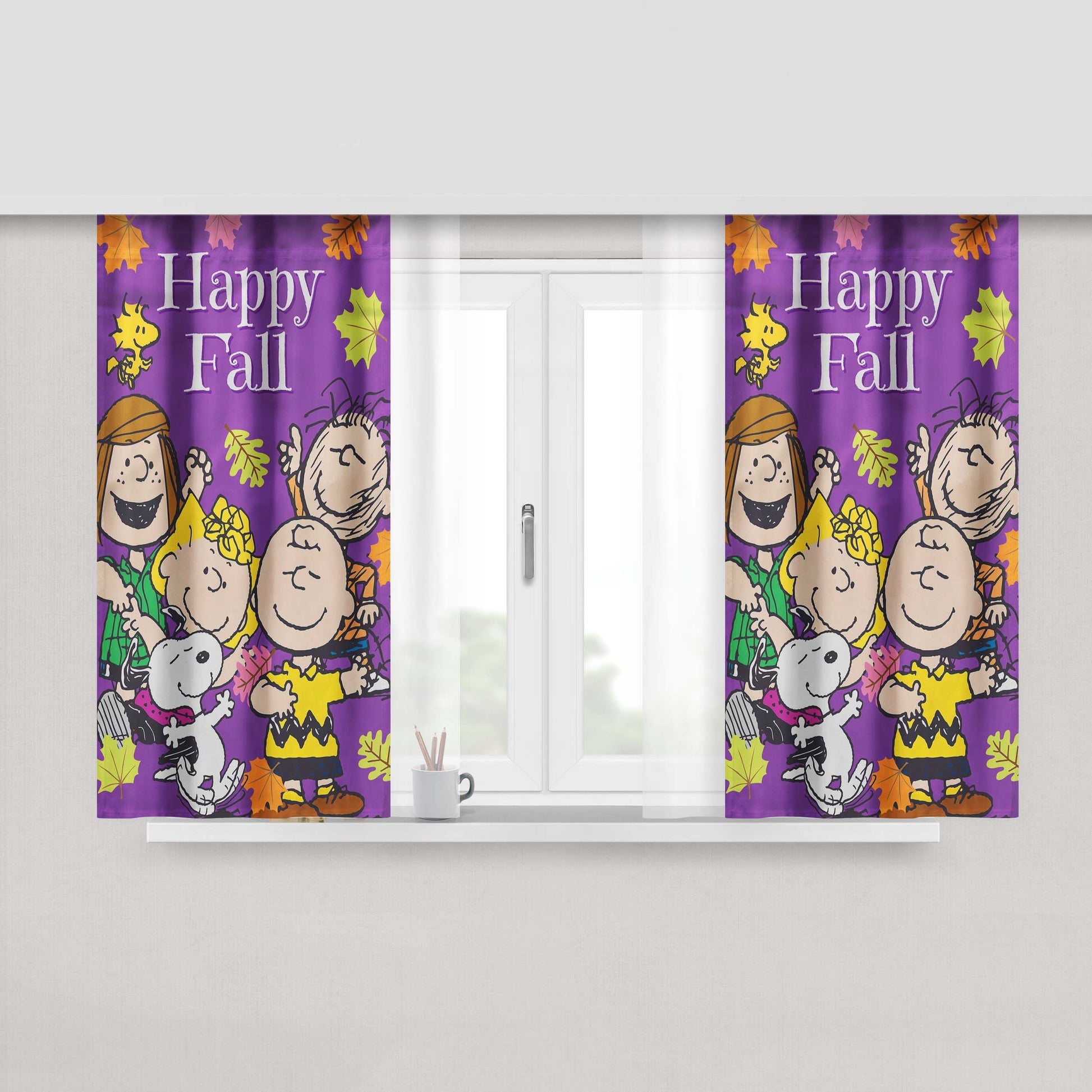 Peanuts Gang Fall Peach Skin Window Curtains