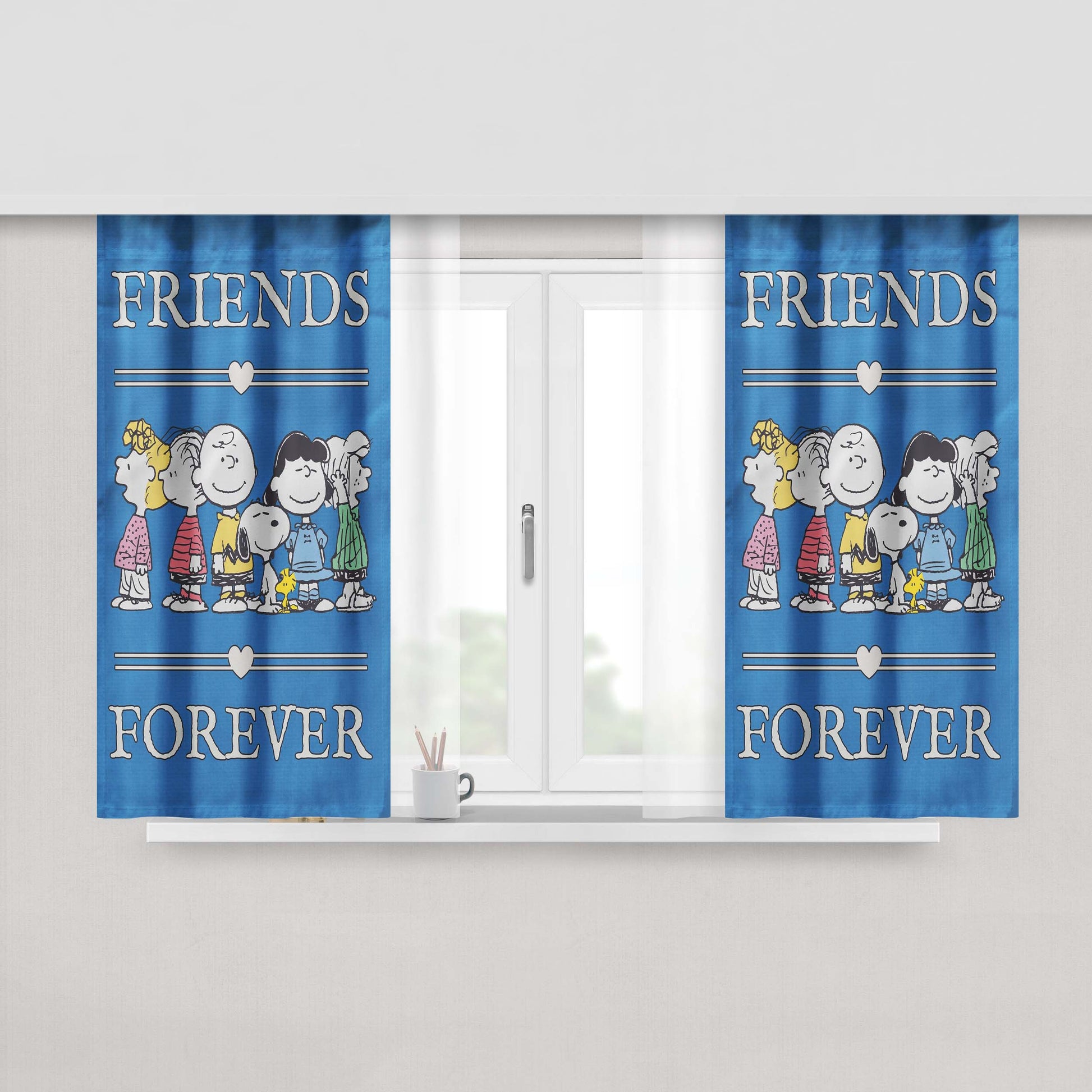 Peanuts Gang Friends Forever Peach Skin Window Curtains