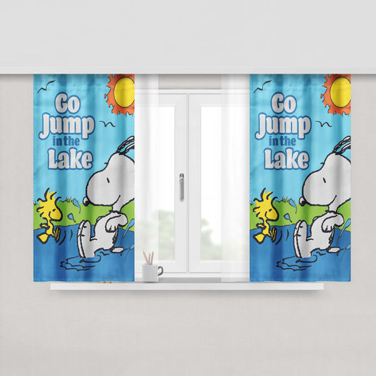 Peanuts Go Jump In The Lake Snoopy Peach Skin Window Curtains