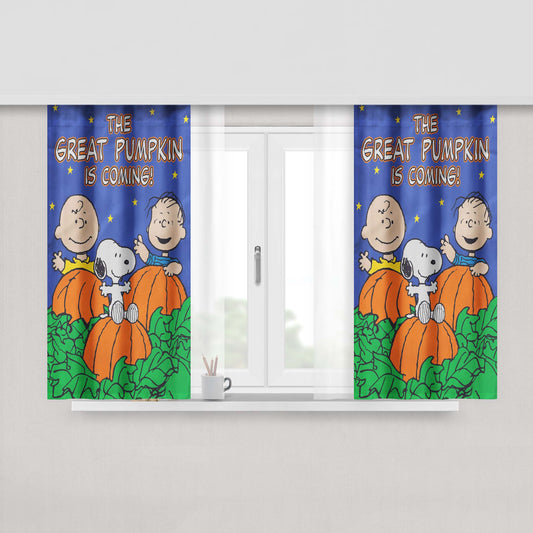 Peanuts Great Pumpkin Charlie Brown Peach Skin Window Curtains