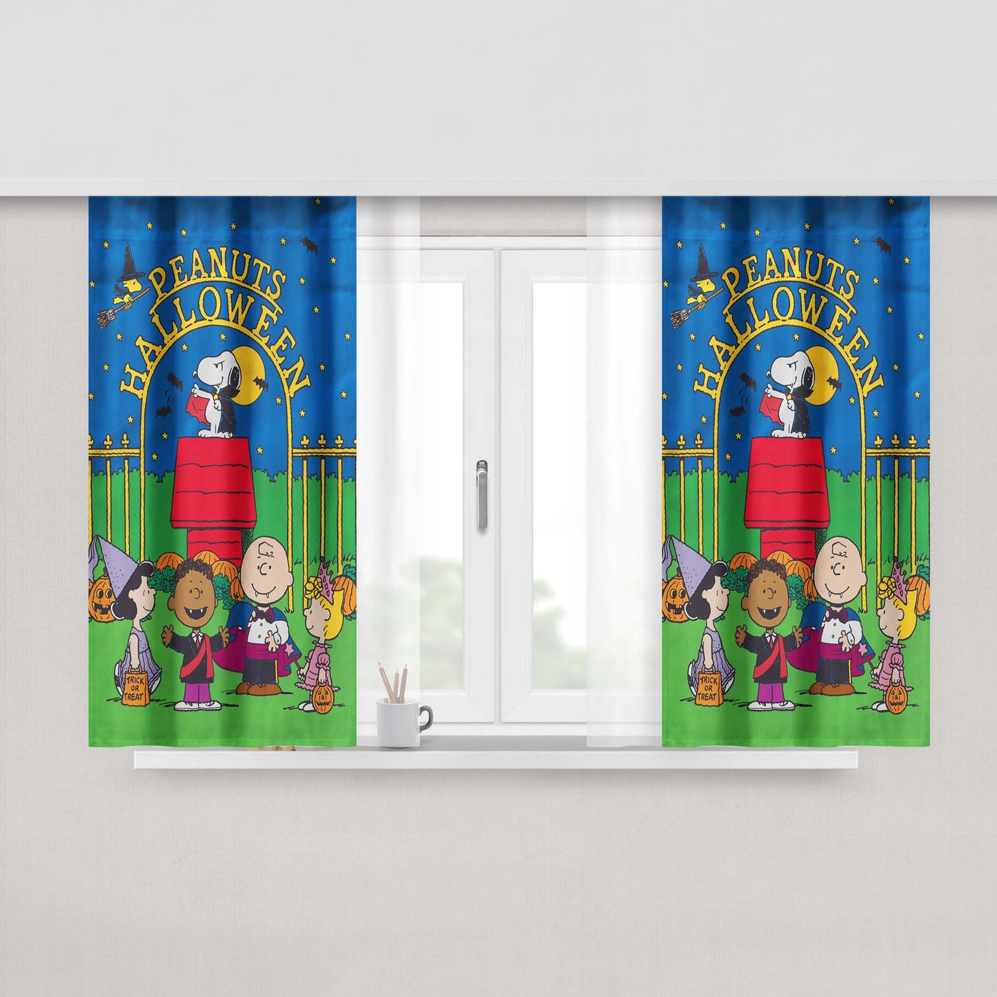 Peanuts Halloween Peach Skin Window Curtains