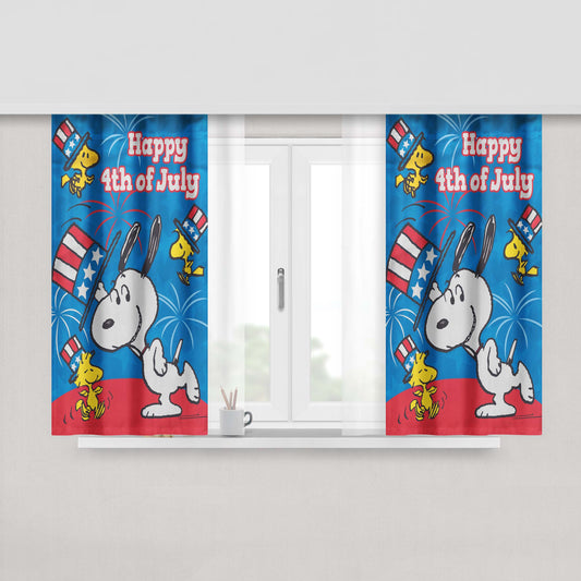 Peanuts Happy Fourth Top Hat Snoopy Peach Skin Window Curtains