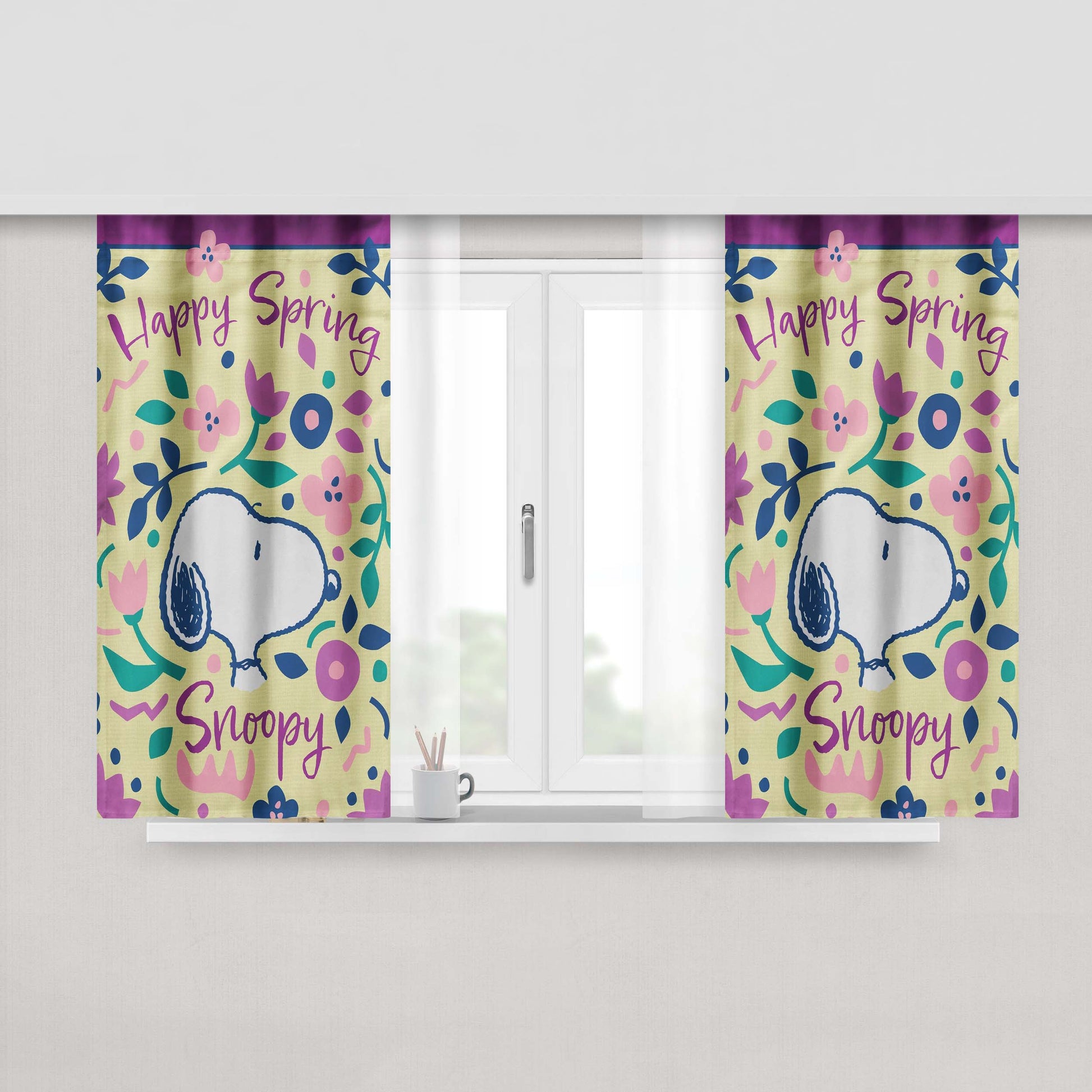 Peanuts Happy Spring Snoopy Peach Skin Window Curtains