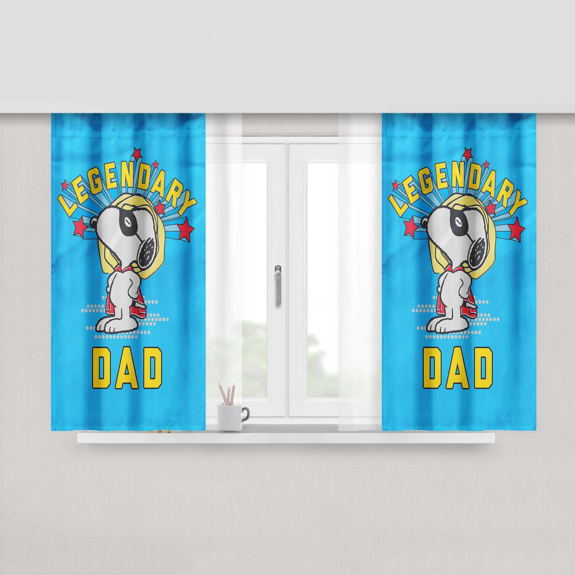 Peanuts Legendary Dad Peach Skin Window Curtains