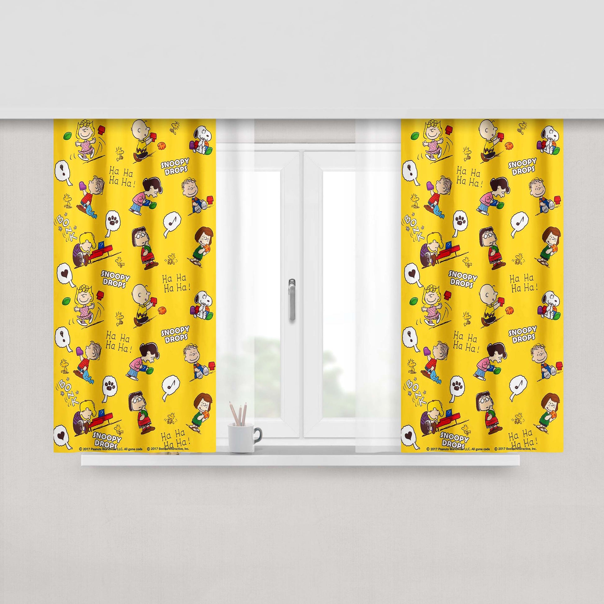 Peanuts Movie Worldwide Doodle Character Peach Skin Window Curtains