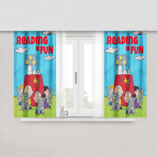 Peanuts Reading Is Fun Peach Skin Window Curtains