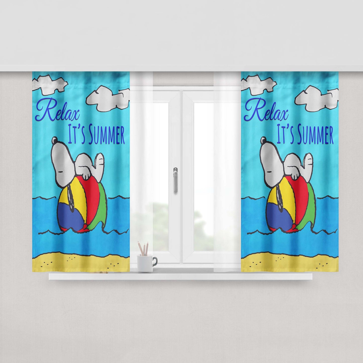Peanuts Relax, It'S Summer Snoopy Peach Skin Window Curtains