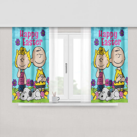 Peanuts Snoopy And Charlie Brown Easter Peach Skin Window Curtains