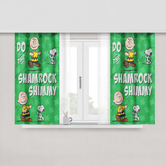 Peanuts Snoopy And Charlie Brown Shamrock Peach Skin Window Curtains