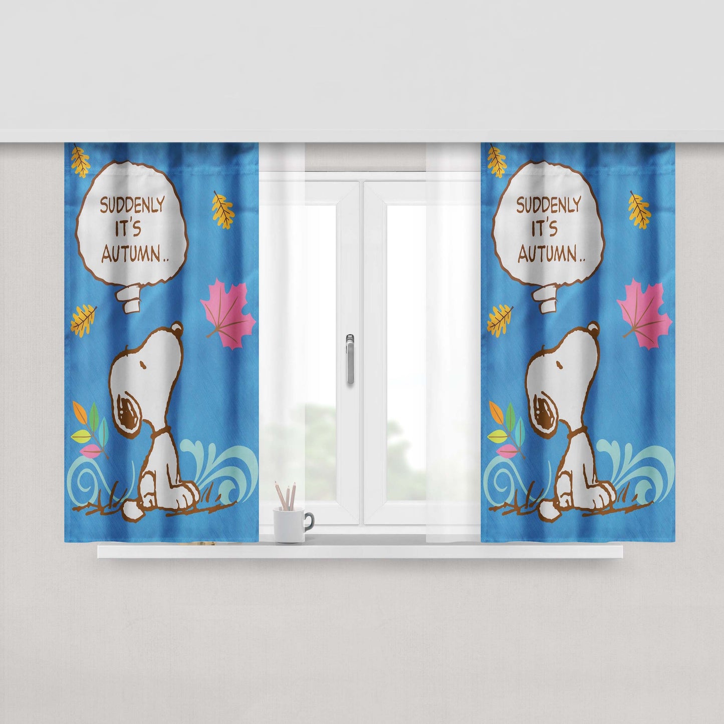 Peanuts Snoopy Autumn Peach Skin Window Curtains