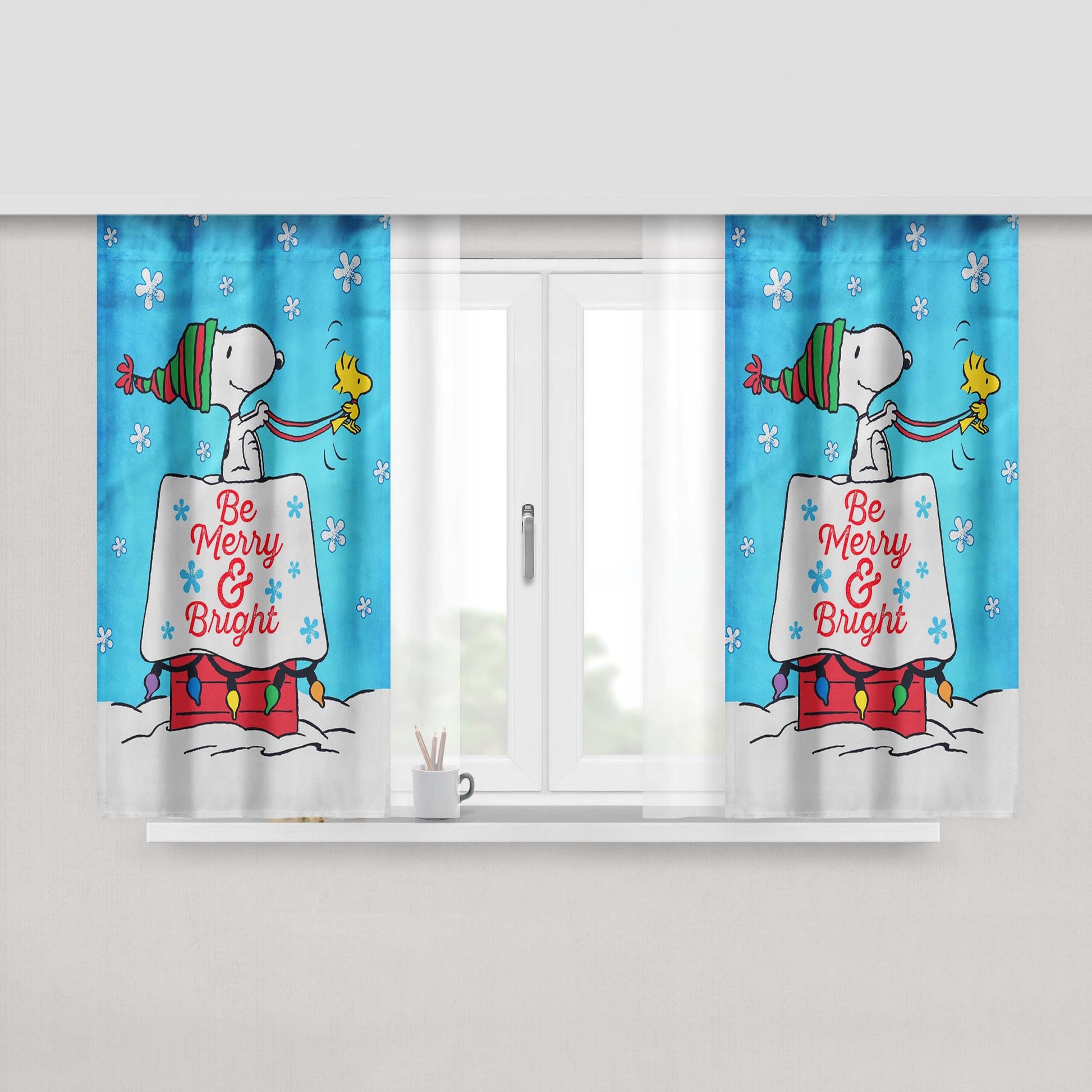 Peanuts Snoopy Christmas Peach Skin Window Curtains