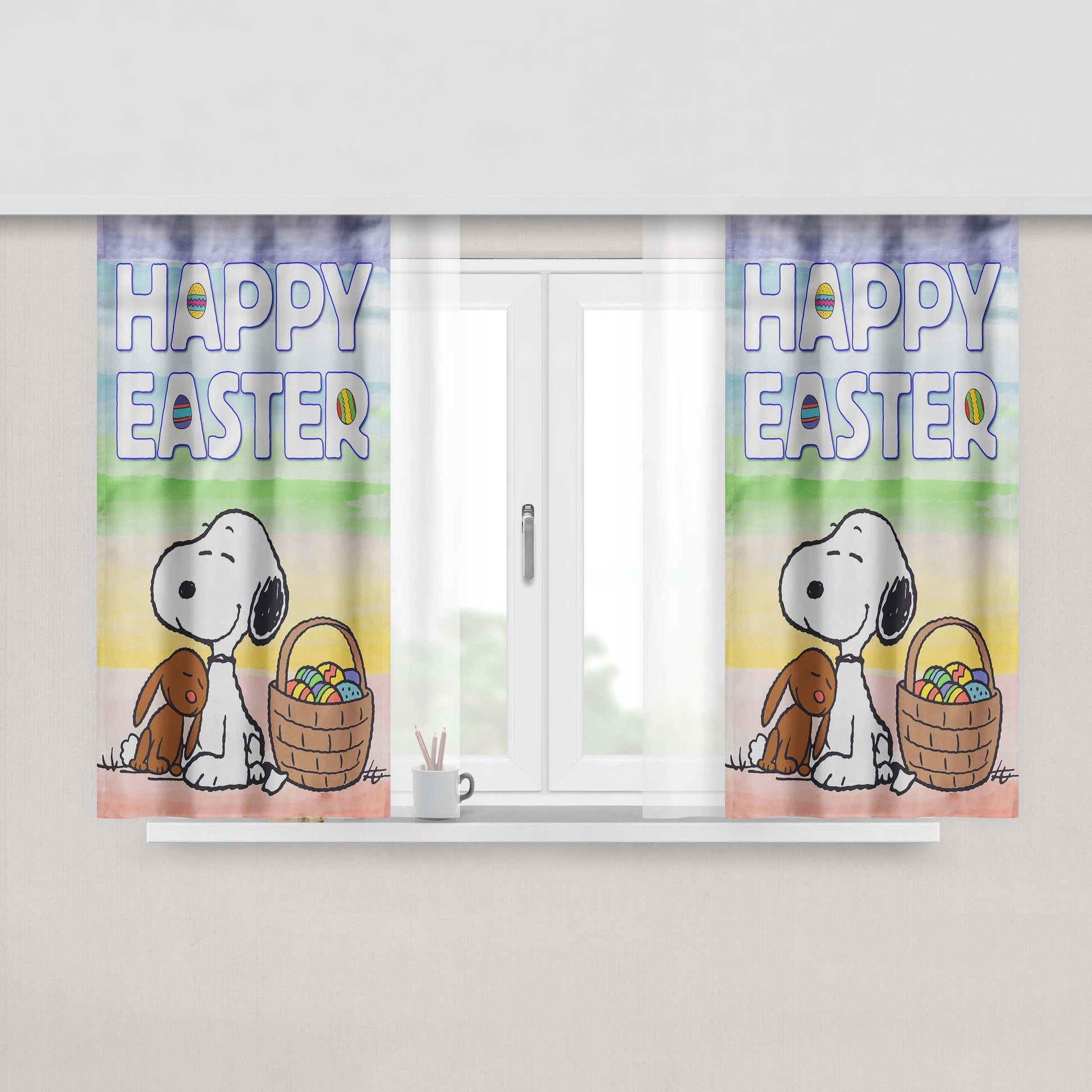 Peanuts Snoopy Easter Peach Skin Window Curtains