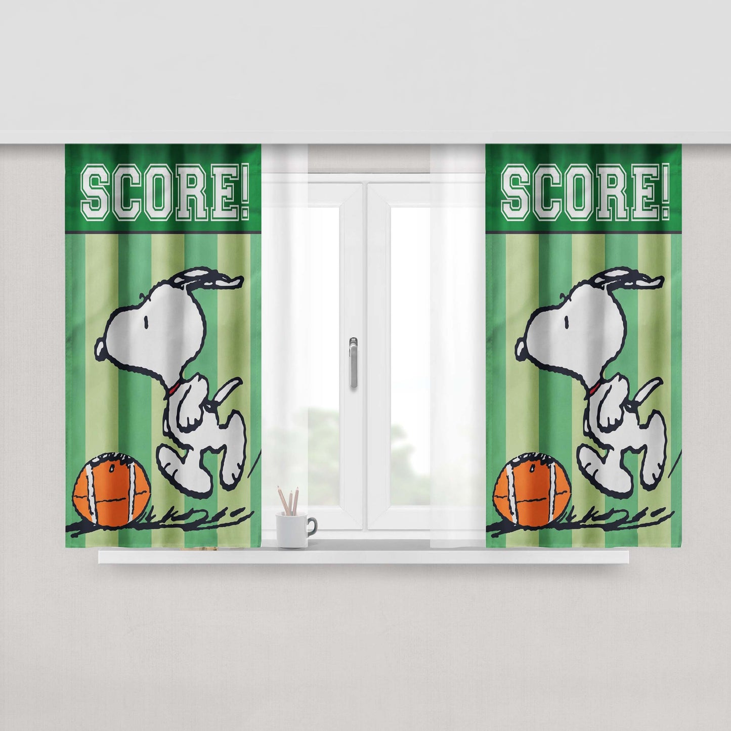 Peanuts Snoopy Football Peach Skin Window Curtains