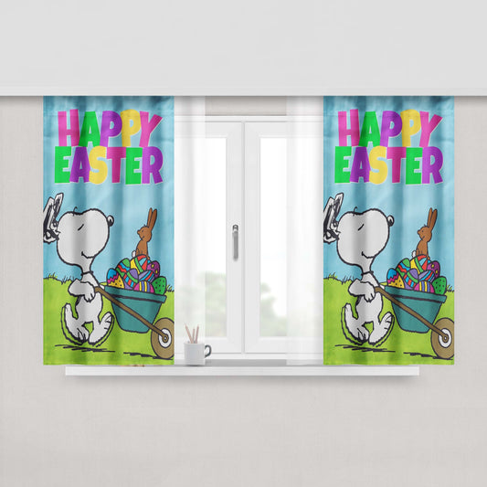 Peanuts Snoopy Happy Easter Peach Skin Window Curtains