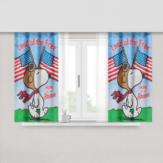 Peanuts Snoopy Land Of The Free Peach Skin Window Curtains