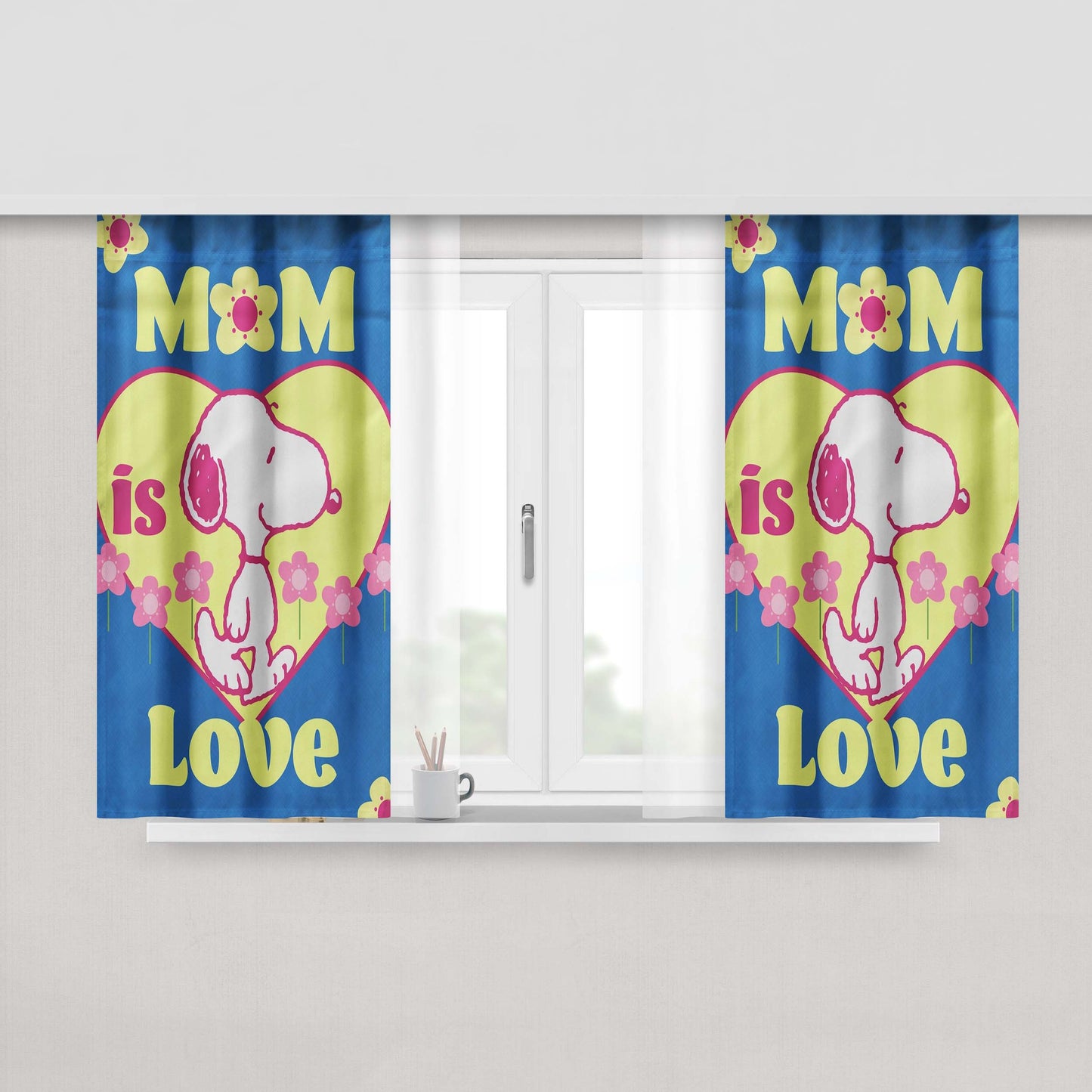 Peanuts Snoopy Mom Love Peach Skin Window Curtains