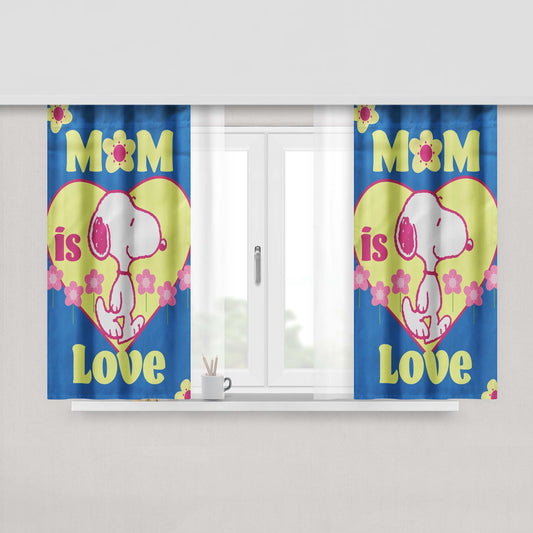 Peanuts Snoopy Mom Love Peach Skin Window Curtains