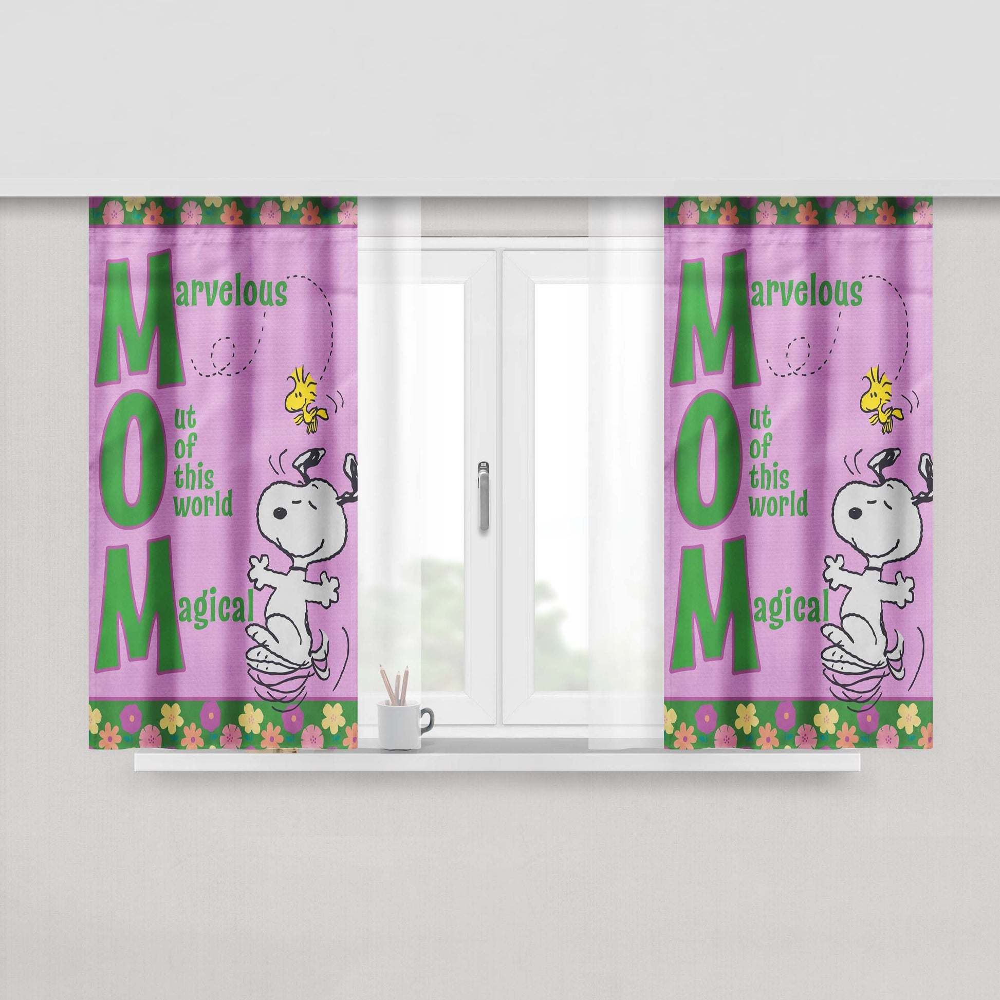 Peanuts Snoopy Mom Peach Skin Window Curtains