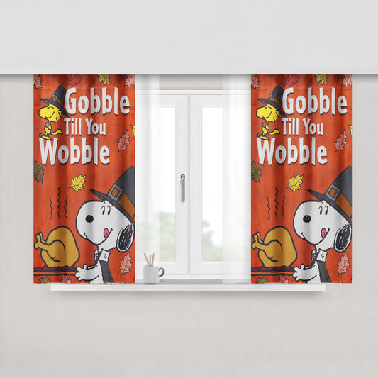 Peanuts Snoopy Thanksgiving Peach Skin Window Curtains