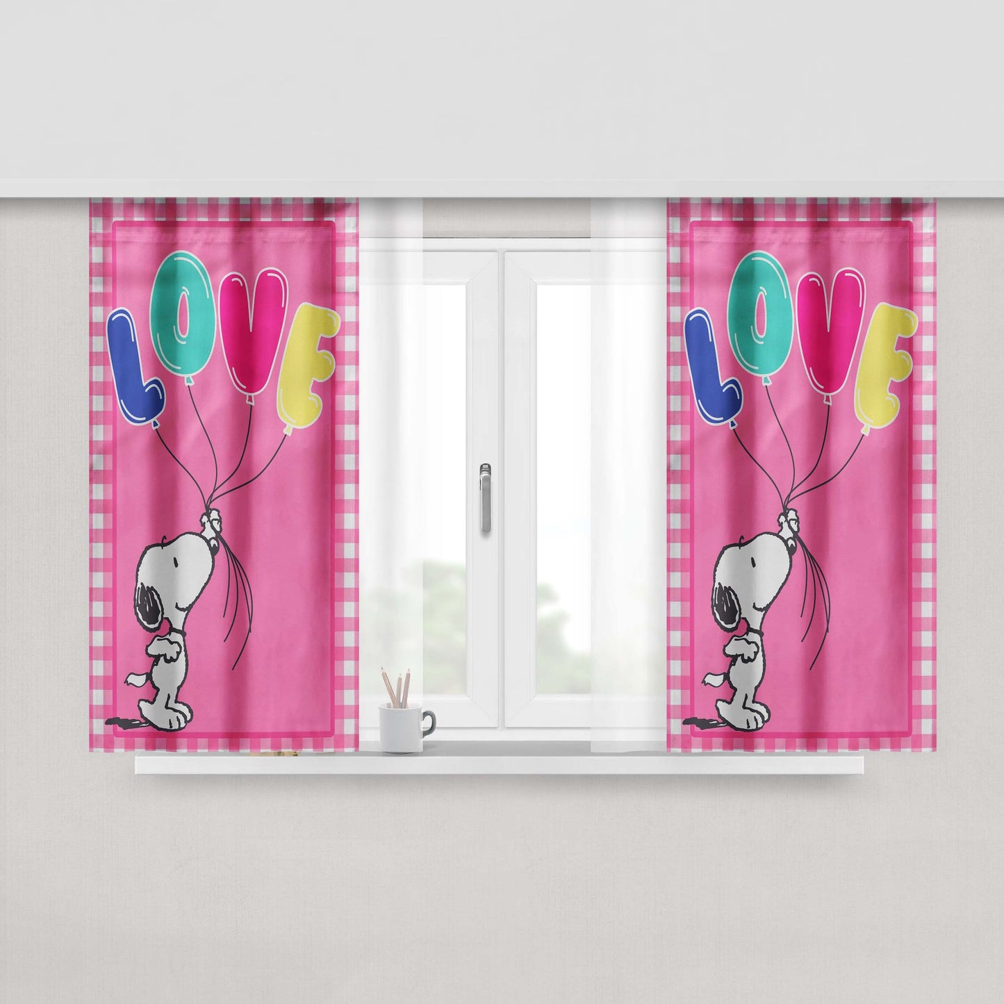 Peanuts Snoopy Valentines Peach Skin Window Curtains