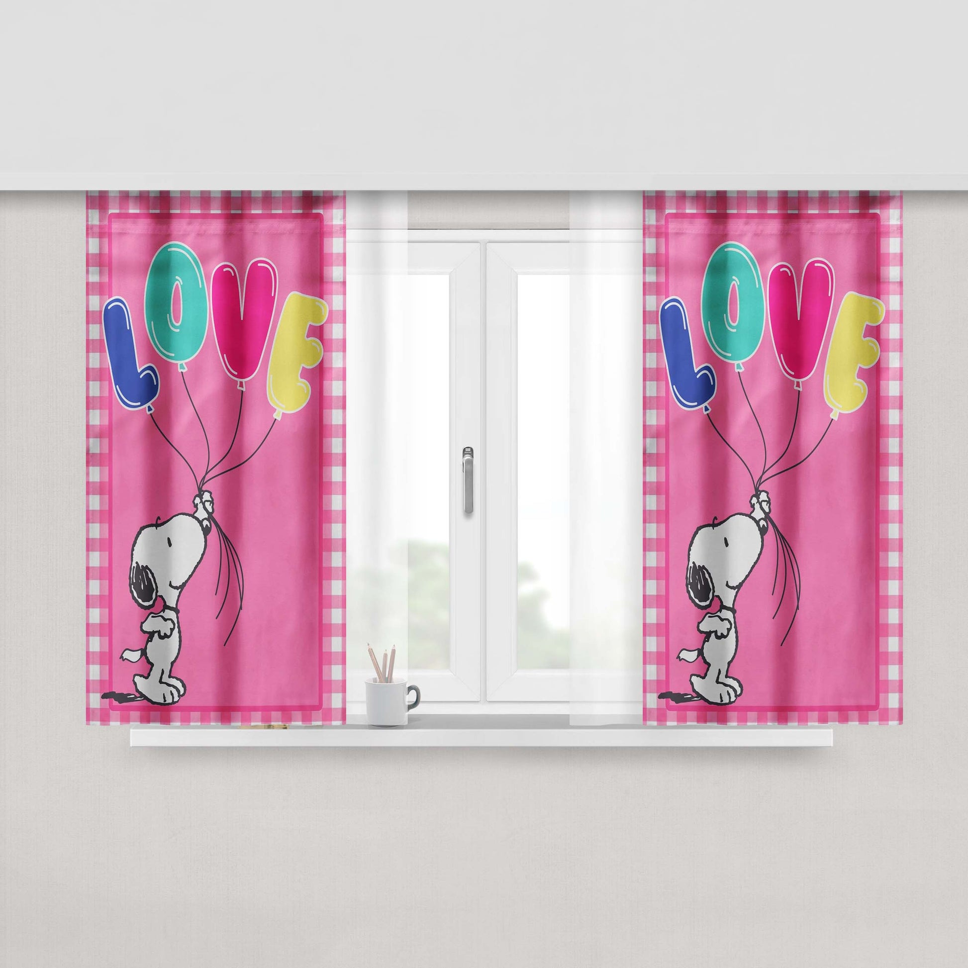 Peanuts Snoopy Valentines Peach Skin Window Curtains
