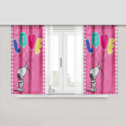 Peanuts Snoopy Valentines Peach Skin Window Curtains